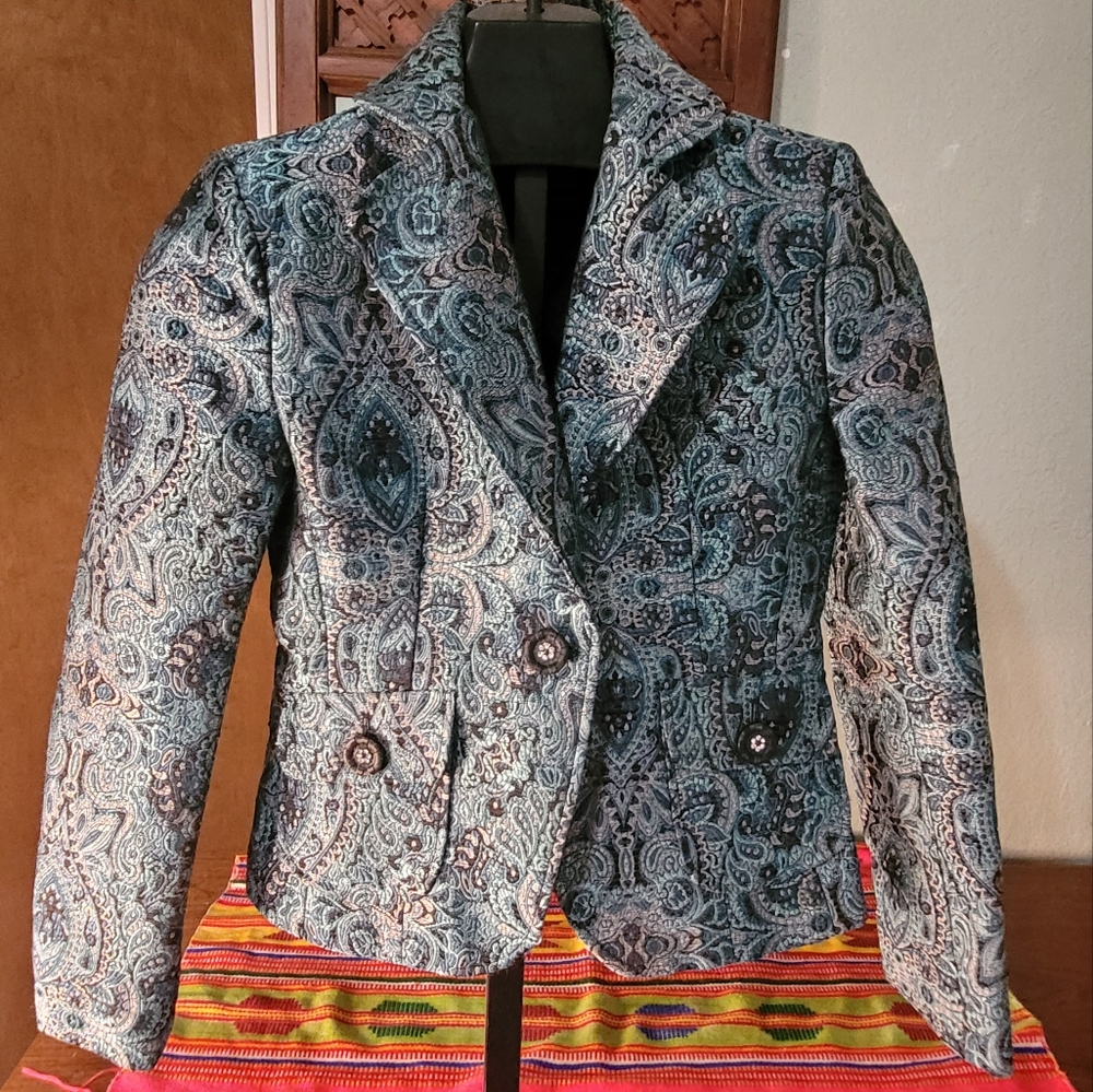 Ninety Hourglass Brocade Blazer